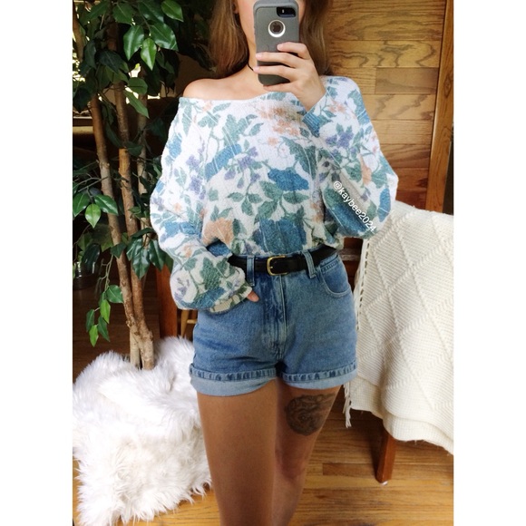 Vintage Sweaters - 🌿 Vintage Retro Floral Cozy Knit Sweater 🌿